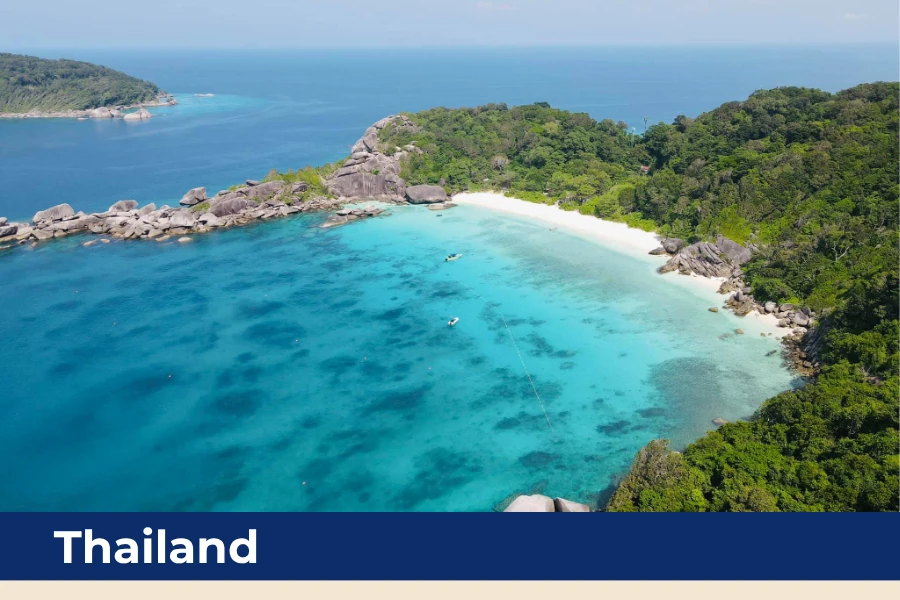 Scuba diving destination in Thailand with tropical islands and crystal-clear waters.